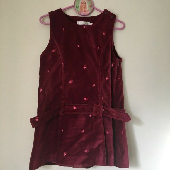 Crocokids velvet-feel maroon GIRLS DRESS. Size: 6 - Picture 1 of 8